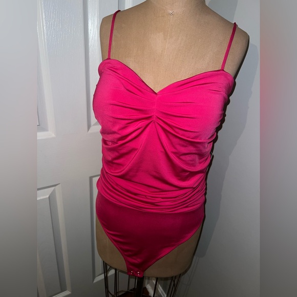 NWT Express Pink Ruched Thong Bodysuit - Picture 2 of 4
